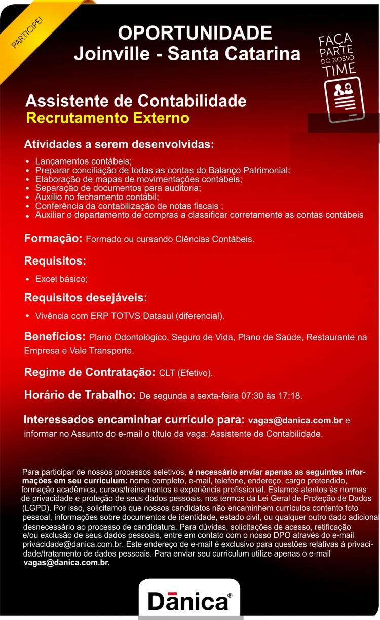 Assistente de Contabilidade | Joinville - SC